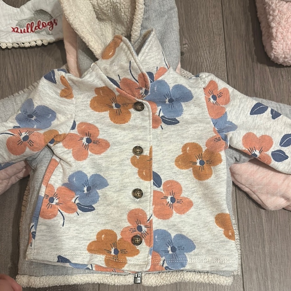 Floral Kids Jacket - Orange and Blue